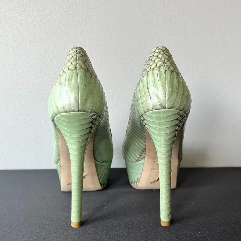 Brian Atwood Snake Platform Peep Toe Pumps Size 9